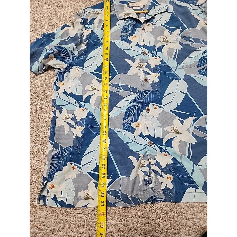 TOMMY BAHAMA Button WHITE HIBISCUS ARNOTTIANUS 100% SILK HAWAIIAN SHIRT‎ XL